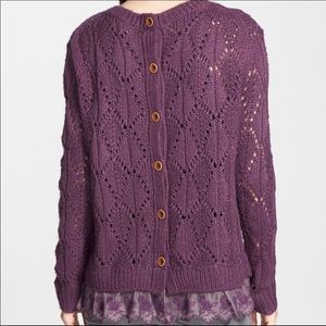 Hinge Purple Sweater with Lace Hem